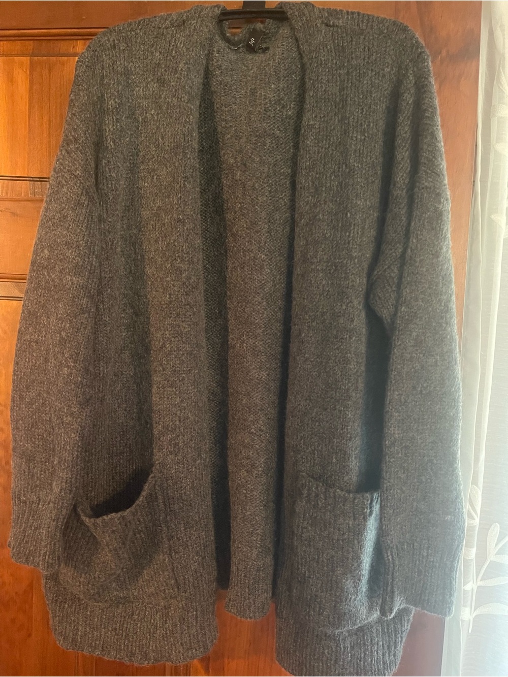 Eileen Fisher Charcoal Gray Open-Front Knit Cardigan